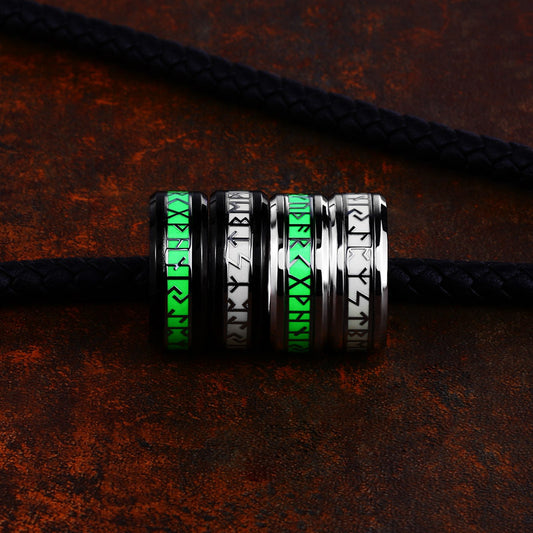 Stainless Steel Luminous Viking Letter Ring