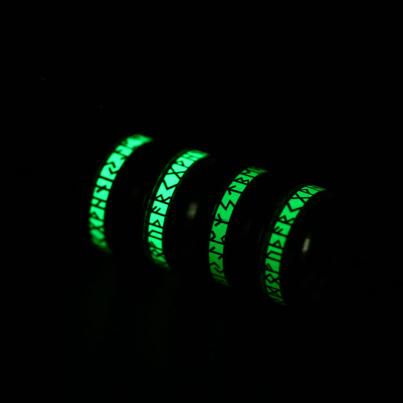Stainless Steel Luminous Viking Letter Ring